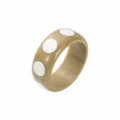 Bracelet en résine épaisse Y2K à pois blancs, jonc en acrylique kaki tendance pour femme. - Style Chpois Blanc Fond Khaki (B3638)