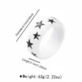 Bracelet en résine blanche étoile bijou mode Y2K femme 6.7cm diamètre 3.1cm longueur 63g - Style Imprimé Étoile Noire Fond Blanc (B3618)
