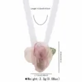 Detailed view of the sweet mesh ribbon flower choker accessory, elegant design with clear specs. - Pink