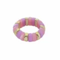 Bracelet élastique en acrylique coloré avec intercalaires métal style vacances bijoux mode - Style Entretoise Métallique Disque Rose Violet (B3681)