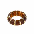 Chicker Schildpatt Harz Armreif mit goldenen Metallelementen, modischer Statement Armschmuck. - Braun Schildpatt Marmor Stil (B3599)