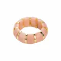Bracelet segmenté en résine rose et métal doré bijou de mode chic pour femme élégante. - Style Incrusté Anneau Alterné Rose (B3601)