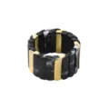 Bracelet extensible résine noir blanc métal or Y2K jonc acrylique géométrique pour femme - Style Patchwork Métal Marbre Noir Blanc (B3591)