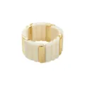 Bracelet extensible en résine blanche et métal or chunky Y2K manchette bijoux mode femme - Style Incrustation Métal Bloc Résine Blanc Crème (B3592)