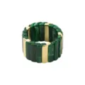 Bracelet manchette en resine acrylique verte avec des accents metalliques dores chics. - Style Bloc Couleur Géométrique Résine Vert (B3593)