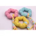 Jouet à mâcher pour chien en caoutchouc coloré avec corde tressée, idéal pour les chiots. - Étoile Macaron avec Bande de Tissu
