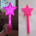 Varita mágica luminosa estrella rosa bastón parpadeante concierto LED fiesta - Vara Grande Pentagrama (Rosa)