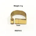 Gouden titanium stalen open ring met kraal en staaf, eenvoudig ontwerp, gewicht van 4g. - R5078-Goud