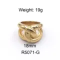 Anillo cruzado ancho de acero titanio dorado, joyas de dedo masivas minimalistas. - Talla 6 / Estilo de Diseño Cruzado (R5071-G) / Dorado