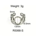 Anillo de cadena ancho para mujer, joyería de dedo geométrica de acero de titanio. - Talla 6 / Estilo de Cadena Entrelazada (R5068-S) / Color acero