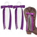 Pendentif gland de décoration de bottes de cowboy de l'ouest avec ruban violet, dentelle et perles. - Violet Uni