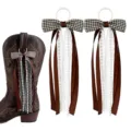 Décorations de bottes de cow-boy occidental, nœud perle dentelle rubans accessoires DIY - Marron