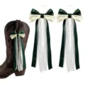 Décorations de nœud de botte de cowboy avec perles dentelle et rubans verts accessoires - Vert