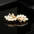Elegant gold opal rhinestone bow hair clip detail view, sparkling crystal barrette for women. - Style 2 Large Pearl Bowknot