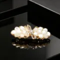 Elegante horquilla dorada para el cabello con piedra ojo de gato y pedrería brillante. - Estilo 6 Lazo Pequeño