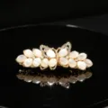 Elegante pinza para el pelo de estrás y piedra ojo de gato con hermosos detalles y lazo. - Estilo 7 Mariposa Pequeña