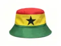 Ghana flag bucket hat, red yellow green sun protection summer cap for men and women - Ghana