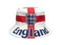 England flag bucket hat white blue print fan support cap unisex casual sun hat variant - England (With Text)