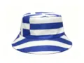 Greek flag print bucket hat, blue and white unisex sun protection fisherman cap for fans. - Greece