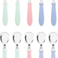 Stainless steel children tableware set with colorful pastel handles for kids training. - 10 Pieces/Pack