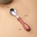 Kids stainless steel spoon with cute animal handle baby feeding tableware for kids - Round Handle Spoon / Red