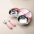Children car shaped stainless steel partitioned dinner plate set with fork and spoon. - Pink Plate Set