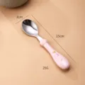 Cute kids stainless steel spoon with pink unicorn handle baby feeding tableware 15cm - Round Handle Spoon / Pink