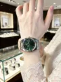 Men's stylish stainless steel green dial quartz watch detailed showcase on wrist fashion. - Silver Green