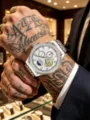 Men's Luxury Automatic Tourbillon Watch Silver Steel Jubilee Band Diamond Bezel. - Silver Steel White