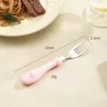 Stainless steel toddler fork with pink silicone handle and cute rabbit design for kids meal - Pink Rabbit Fork