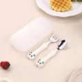 Set di posate in acciaio inox per bambini con manico a gufo e scatola portatile - Set di Pezzi / Bianco