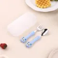 Set di forchetta e cucchiaio per bambini in acciaio inox con manico a gufo blu e scatola. - Set di Pezzi / Blu