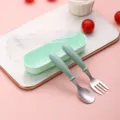 Edelstahl Kinder Besteck Set Löffel Gabel mit Aufbewahrungsbox minzgrün süß Geschirr - Grünes Löffel Gabel Box
