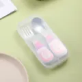 Edelstahl Kinder Löffel Gabel Set mit süßer rosa Cartoon Box für Babys tägliche Ernährung. - 304 Edelstahl Löffel Gabel Box Schaf