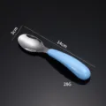 Edelstahl Babylöffel mit ergonomischem blauen Griff, 14cm Länge, sicher für Kleinkinder. - Nur Löffel / Blau