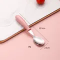 Edelstahl Babylöffel mit rosa Griff Kinder Geschirr kinderfreundlicher Fütterungslöffel - Rosa Löffel