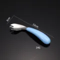 Edelstahl Baby Gabel und Löffel Set mit blauem runden Griff, sicheres Kleinkind Besteck für Baby. - Gebogene Einzelne Gabel / Blau
