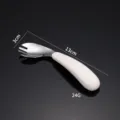Edelstahl Kleinkind gebogene Gabel und Löffel Set, ergonomische Trainings Baby Besteck. - Gebogene Einzelne Gabel / Weiß