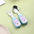 Edelstahl Kinder Löffel und Gabel Set mit süßem Koala Kurzen Griff für Baby Essen Lernen - 304 Edelstahl Löffel Gabel Koala