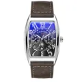 Men's Tonneau Quartz Watch Stylish Business Waterproof Wristwatch with Leather Strap - Gray Strap Silver Case Black Face