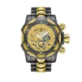 Black gold stainless steel chronograph men watch rugged punk large dial quartz sports - Two-tone Gold with Black Gold Dial