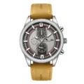 Men's multi-function automatic mechanical sports racing watch with a leather strap. - Silver Case Black Face
