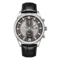 Men automatic mechanical watch stylish sports racing with leather strap. - Silver Case Black Face