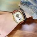 Men's Tonneau Mechanical Watch Gold Case Brown Leather Strap Skeleton Dial Variant - Brown Strap Gold Case White Dial
