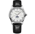 Men's automatic mechanical watch with black leather strap mother of pearl dial moon phase dress watch - Mother of Pearl Dial Leather Strap Butterfly Buckle