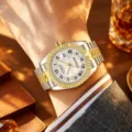 Men's automatic mechanical watch, two-tone stainless steel bracelet, fluted bezel dial. - Two Tone White Dial