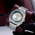 Men automatic mechanical watch steel strap luminous big dial calendar business wristwatch - White Steel White Dial (Solid Back)