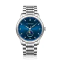 Men's automatic mechanical watch with blue sunburst dial and durable stainless steel bracelet. - Blue Dial Diamond Steel Strap