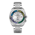 Herren Automatik Armbanduhr mit silbernem Zifferblatt Edelstahlarmband und Datumsanzeige. - Weißstahl Weißes Zifferblatt (Skelettierter Boden)