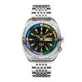 Herren Automatikuhr mechanische Armbanduhr edelstahl armband grosseres zifferblatt business - Weißstahl Schwarzes Zifferblatt (Skelettierter Boden)